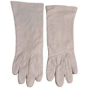 Vintage Size S Off-White Leather 10" Long Formal Gloves Lined Belgium